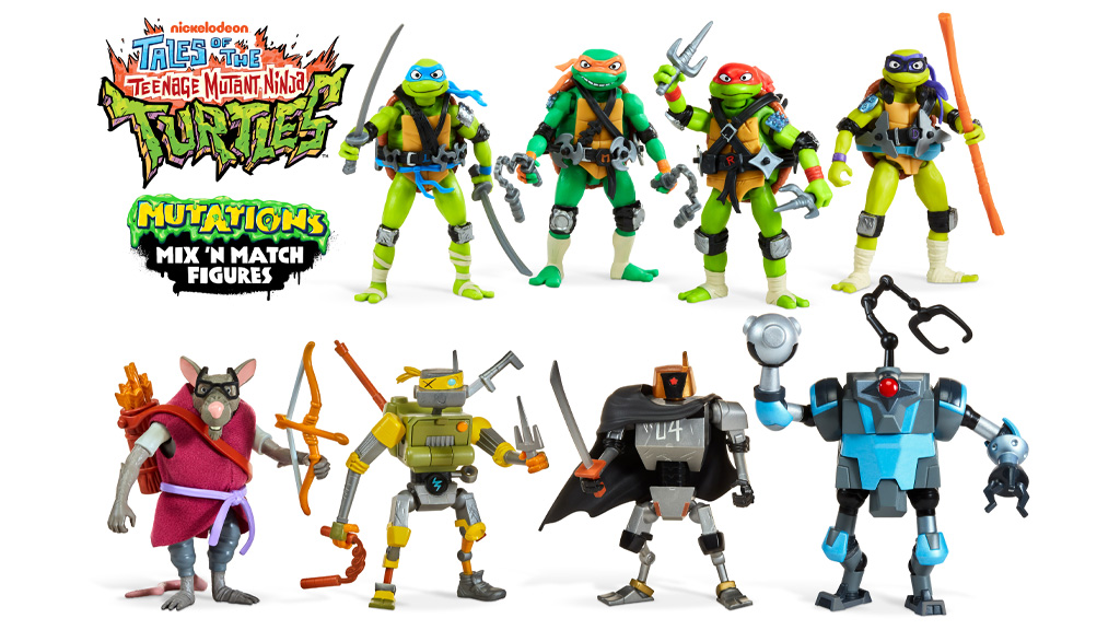 Prezentacja zabawki: Podstawowe figurki Mix N Match z animowanego serialu Wojownicze Żółwie Ninja od Playmates Toys
