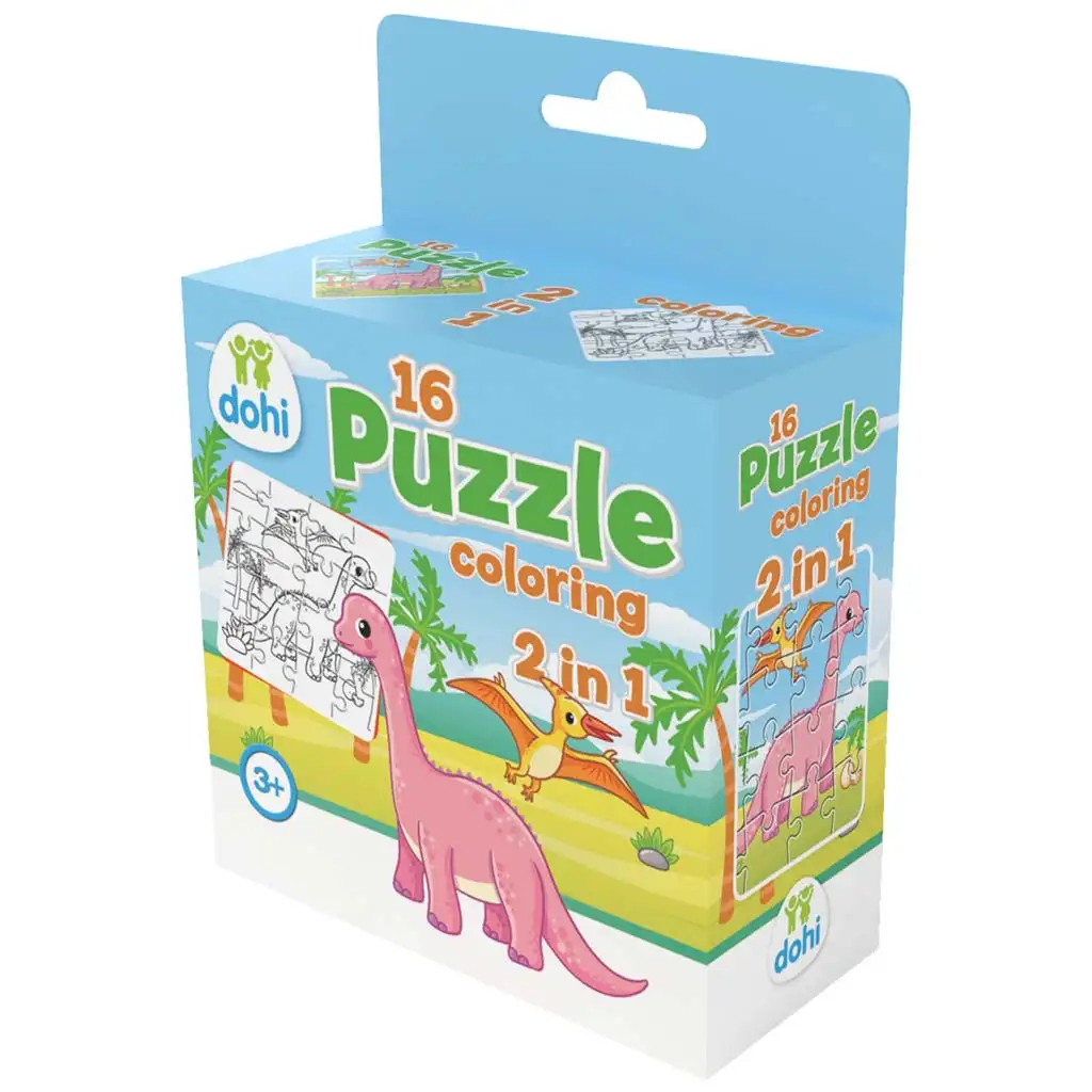 16-częściowe puzzle do kolorowania 2 w 1 - Dino kép 1