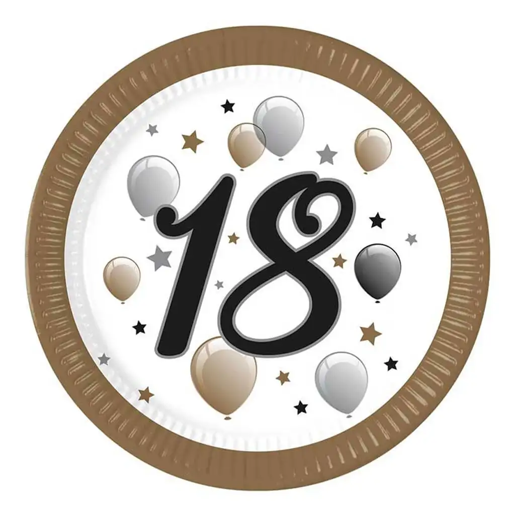 "18" lat talerz papierowy z napisem zestaw 8szt 23cm kép 1