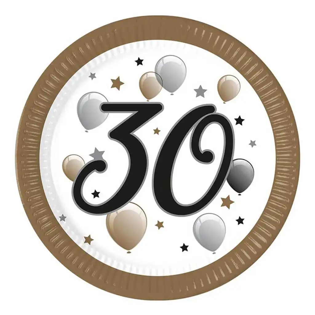 "30" lat talerz papierowy z napisem zestaw 8szt 23cm kép 1
