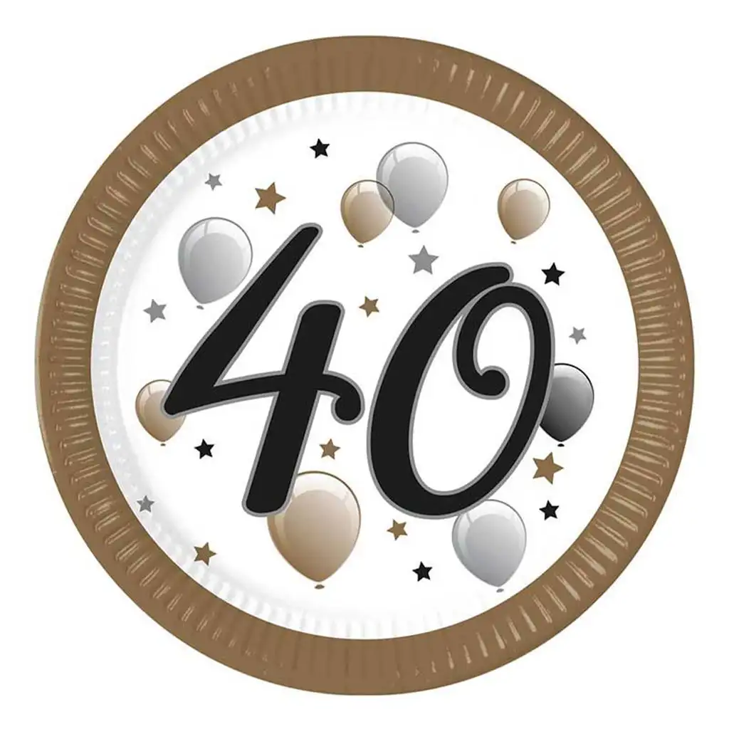 "40" lat talerz papierowy z napisem zestaw 8szt 23cm kép 1