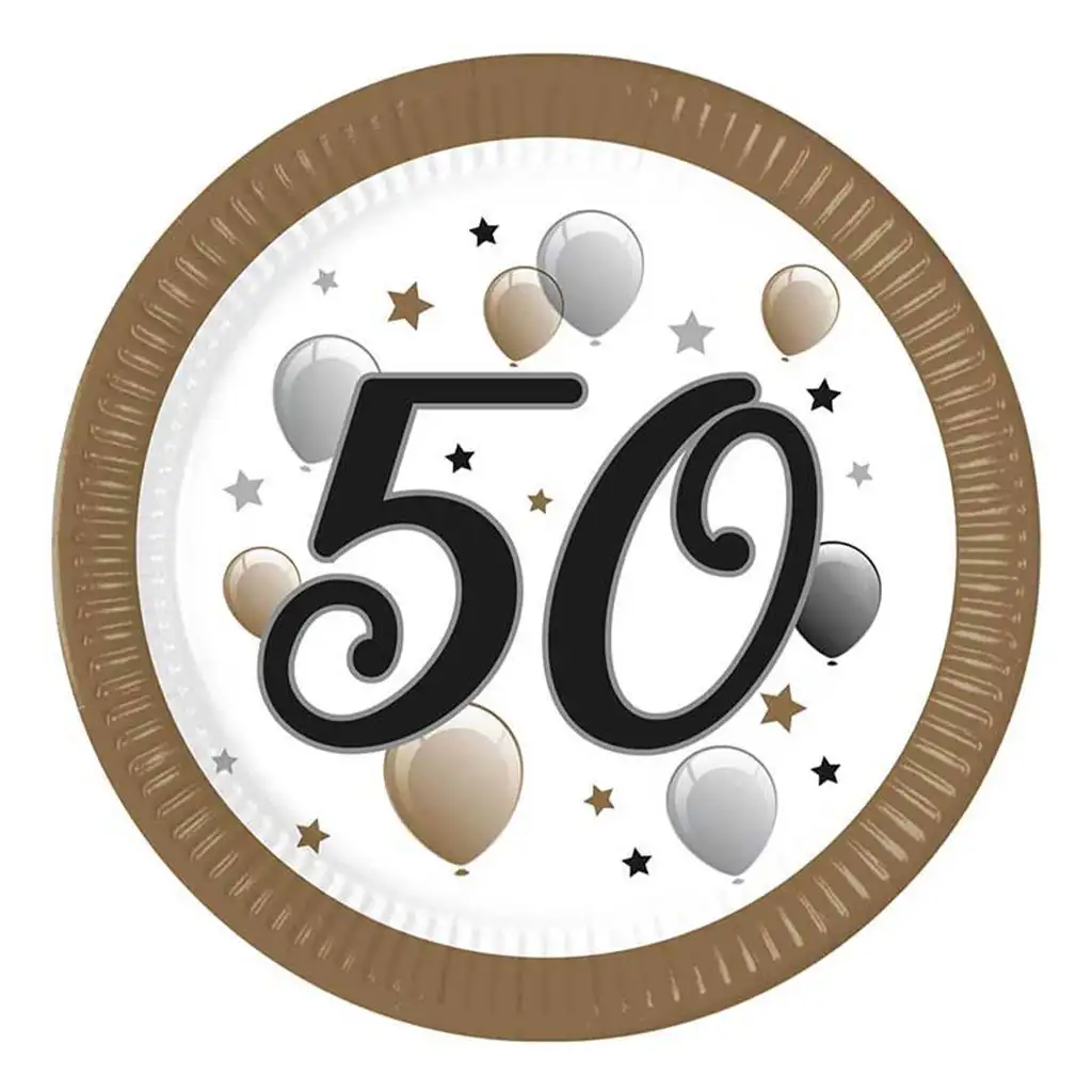 "50" lat talerzy papierowe z napisem 8 sztuk 23 cm kép 1