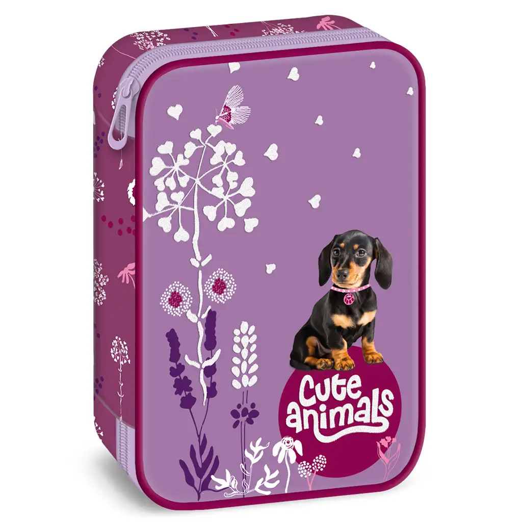 Ars Una: Cute Animals - Piórnik wielopoziomowy z motywem szczeniaka jamnika 15,5x22,5x4,5 cm kép 1