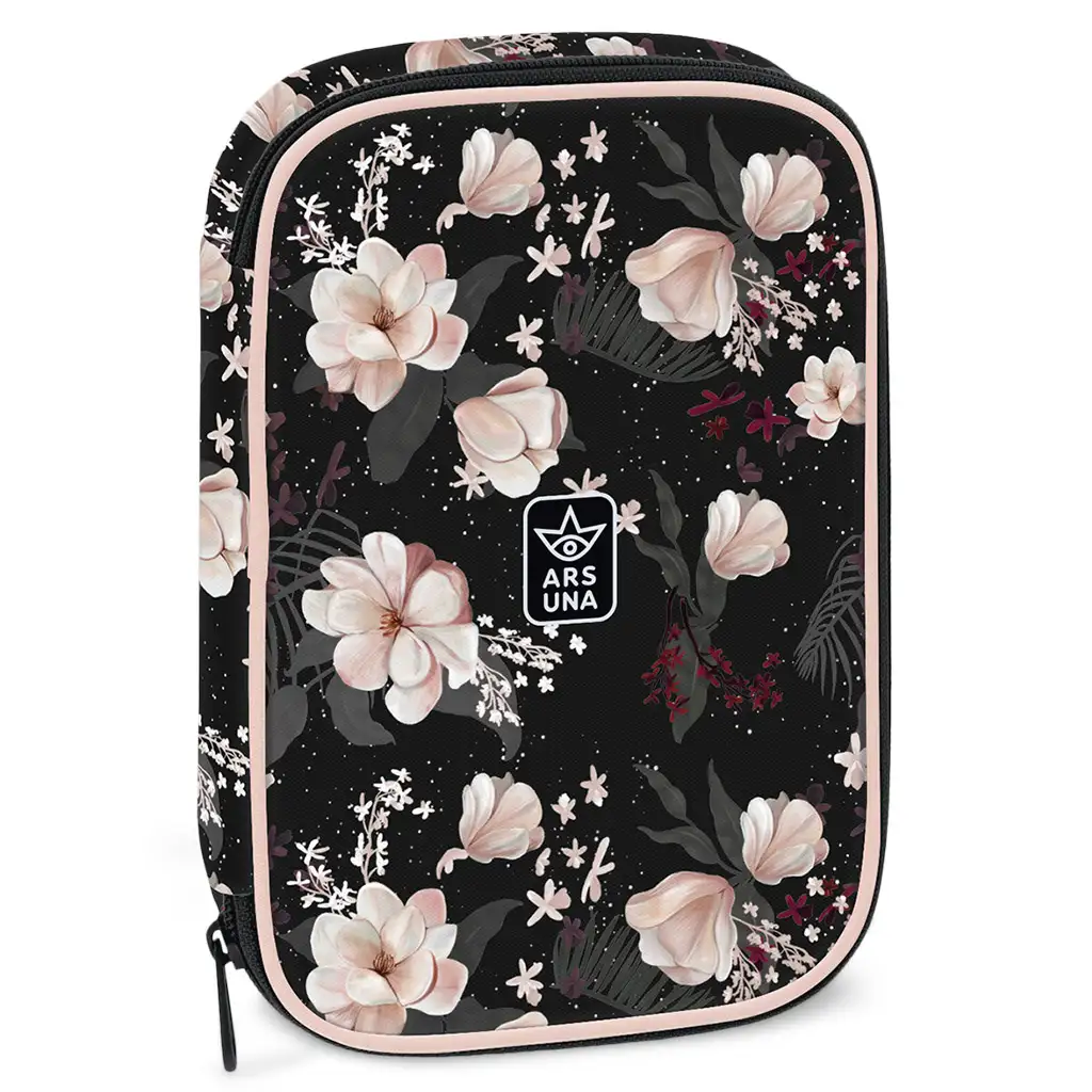 Ars Una: Flowery Black wielopoziomowy piórnik 15,5x22,5x4,5 cm kép 1