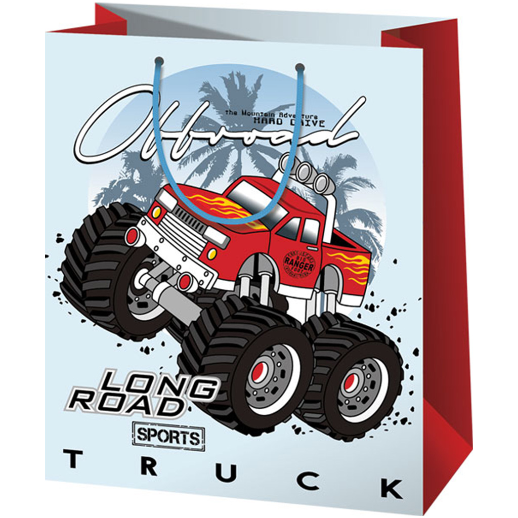 Cardex: Czerwonobiała torba prezentowa średniej wielkości z motywem Monster Truck, 17,8x10x23 cm kép 1