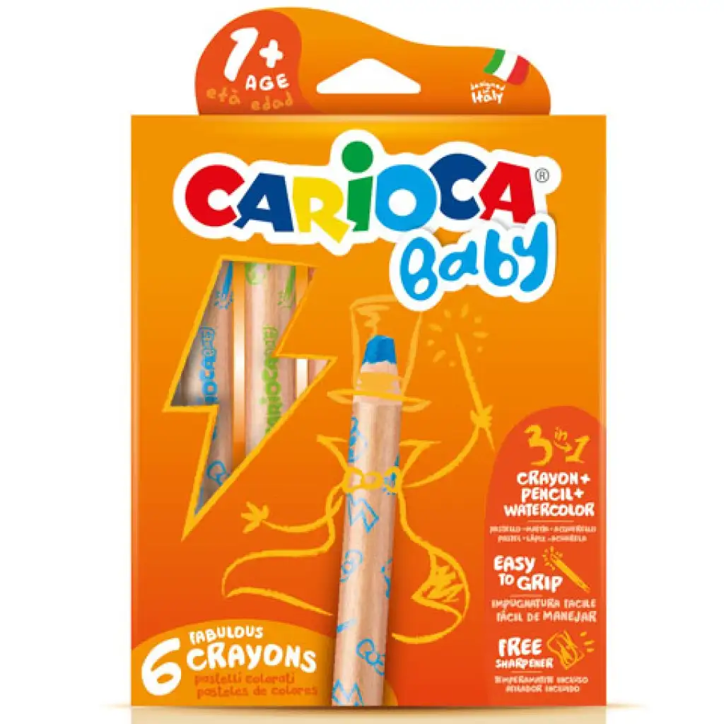 Carioca: 3 w 1 kredki tłuste dla dzieci, zestaw 6 sztuk kép 1