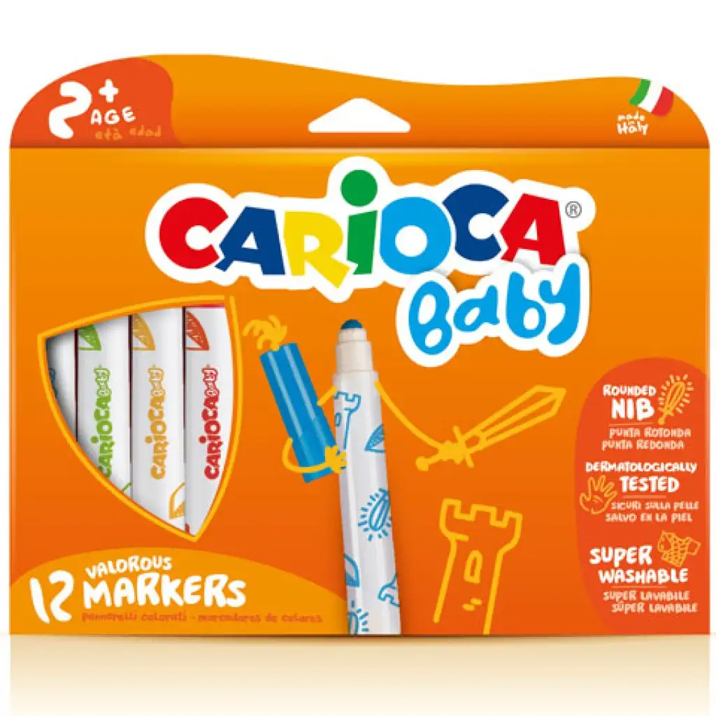 Carioca: Kolorowe mazaki dla dzieci, zestaw 12 sztuk, spieralne kép 1