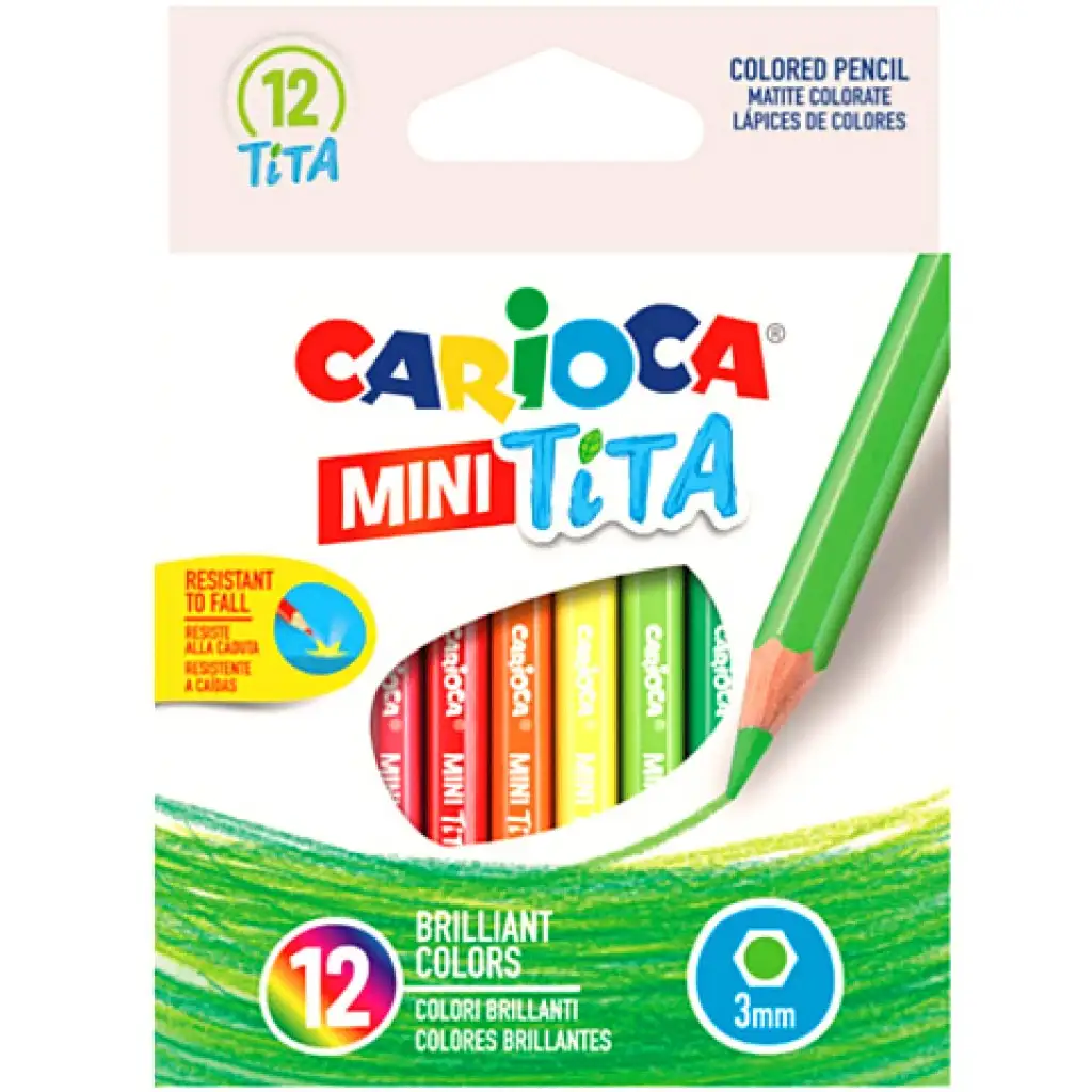 Carioca: Mini Tita odporne na złamania kredki kolorowe zestaw 12 sztuk kép 1