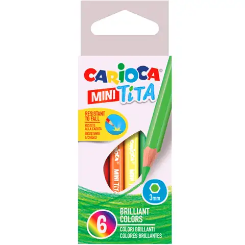 Carioca: Mini Tita odporne na złamania kredki kolorowe zestaw 6 sztuk kép 1