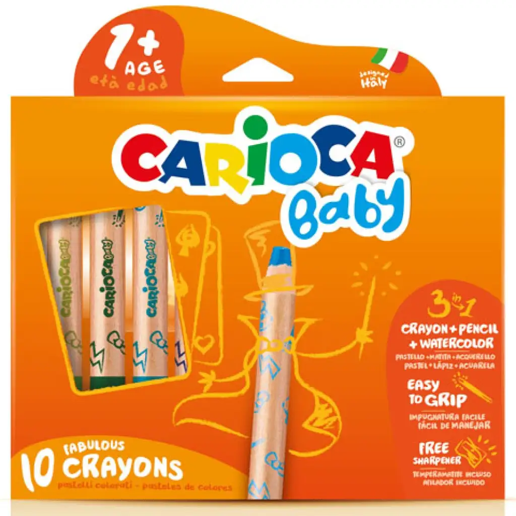 Carioca: zestaw 10 kredek tłuszczowych 3 w 1 dla dzieci kép 1