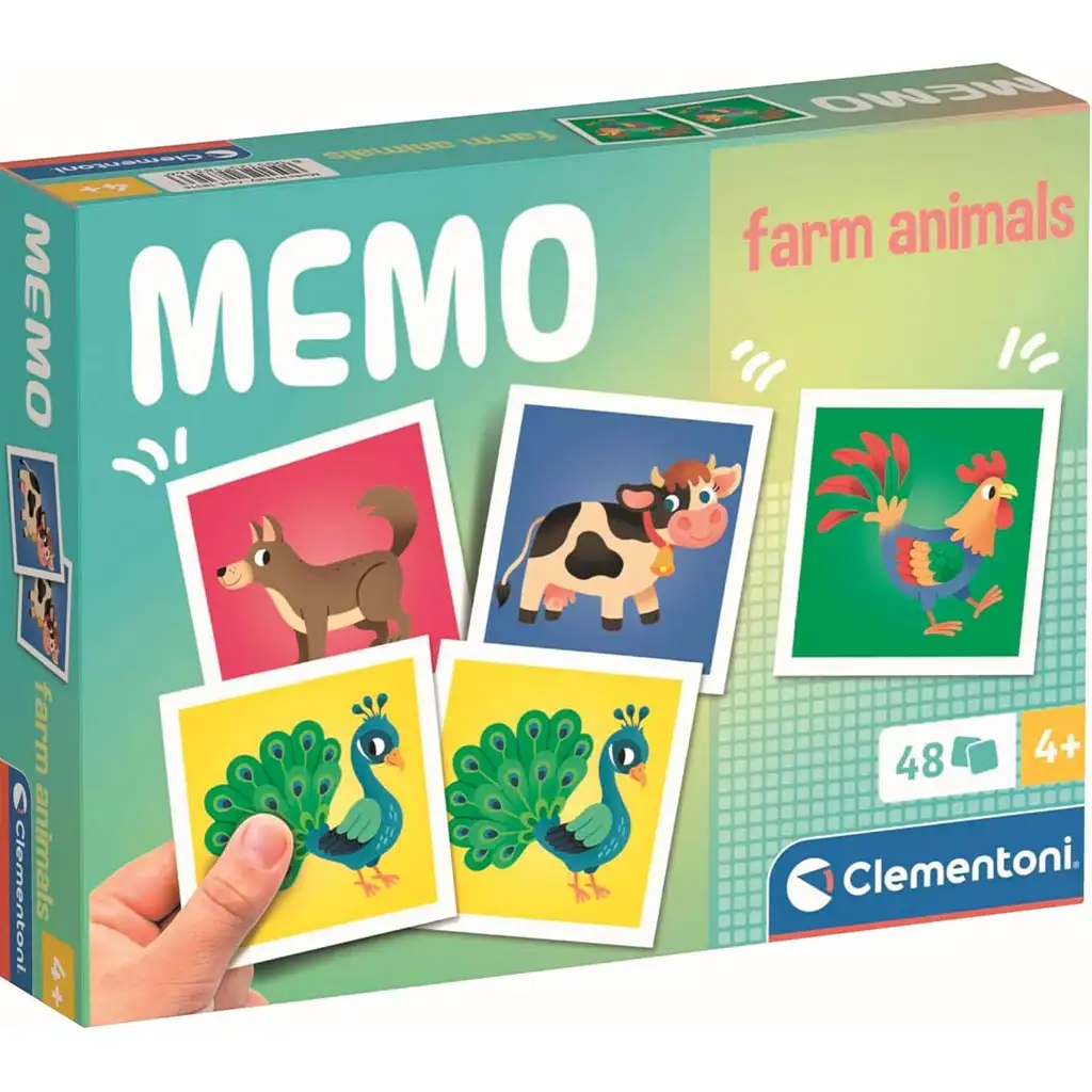 Clementoni – gra pamięciowa z motywem zwierząt z farmy, 48 elementów kép 1