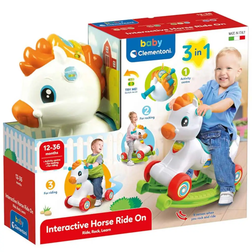 Clementoni Baby: 3 w 1 interaktywny konik na biegunach kép 1
