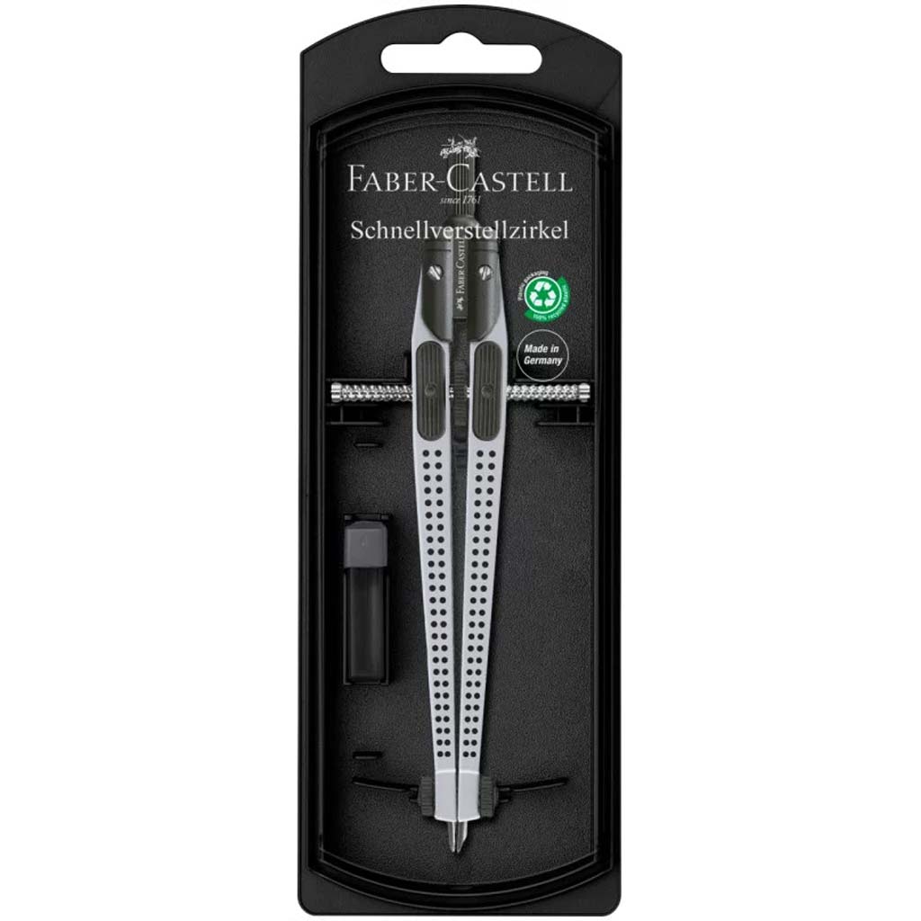 Faber-Castell: Cyrkiel z szybkim ustawianiem GRIP – w kolorze srebrnym, o ergonomicznym kształcie kép 1