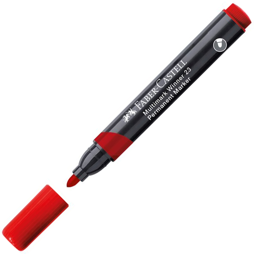 Faber-Castell: Permanentny marker czerwony, alkoholowy, z zaokrągloną końcówką kép 1