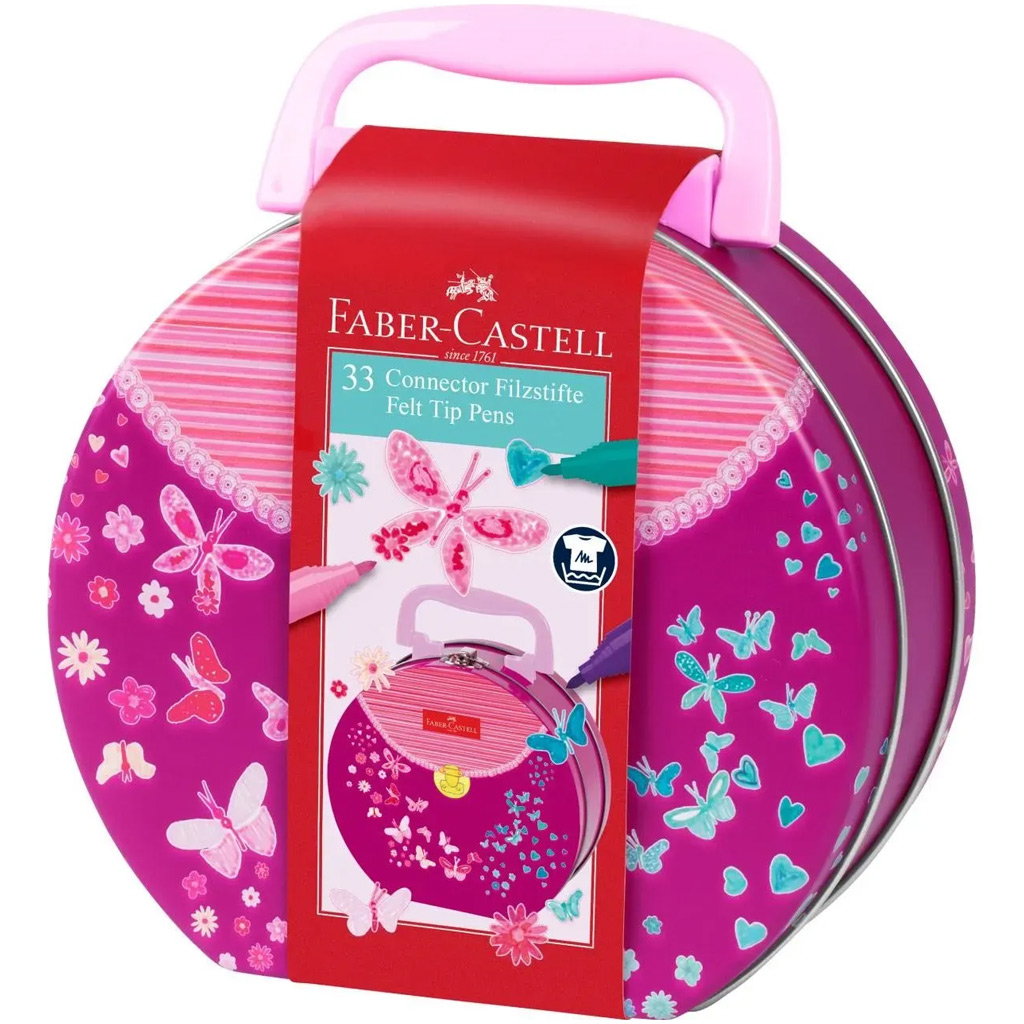 Faber Castell: Zestaw 33 flamastrów Connector w metalowej walizce z motylem kép 1