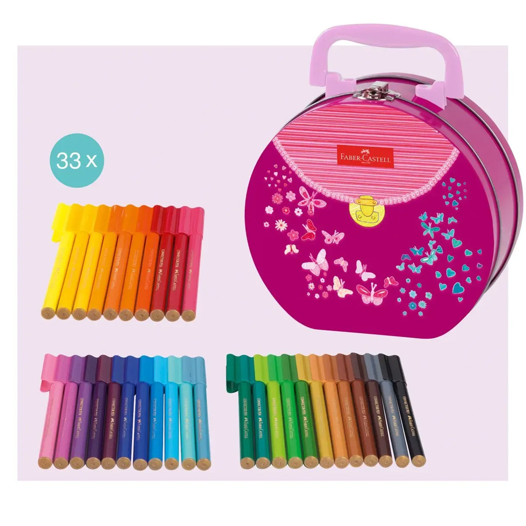 Faber Castell: Zestaw 33 flamastrów Connector w metalowej walizce z motylem kép 2