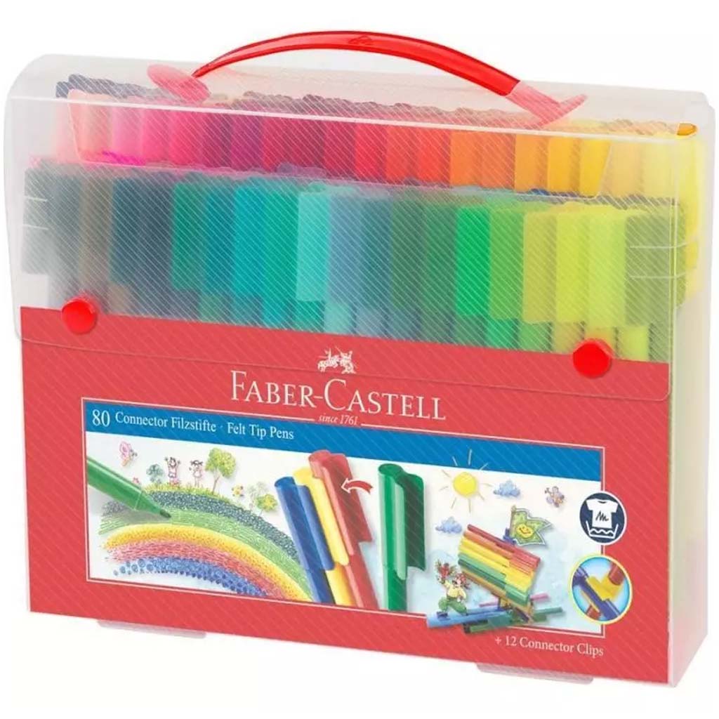 Faber-Castell: Zestaw flamastrów Connector – zestaw 80 sztuk w praktycznym plastikowym pojemniku kép 1