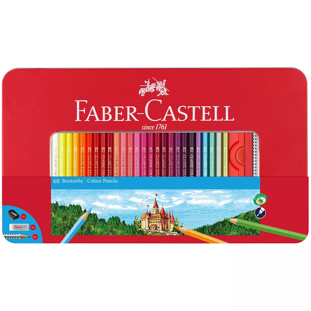 Faber-Castell: Zestaw kolorowych kredek w metalowym pudełku, 60 sztuk kép 1