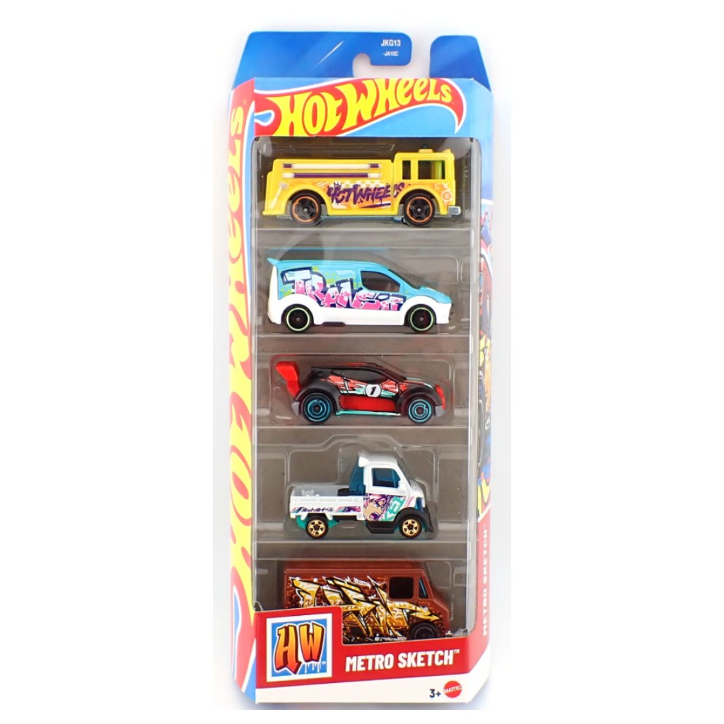 Hot Wheels Metro Sketch — zestaw 5 samochodzików w skali 1:64 – Mattel kép 1