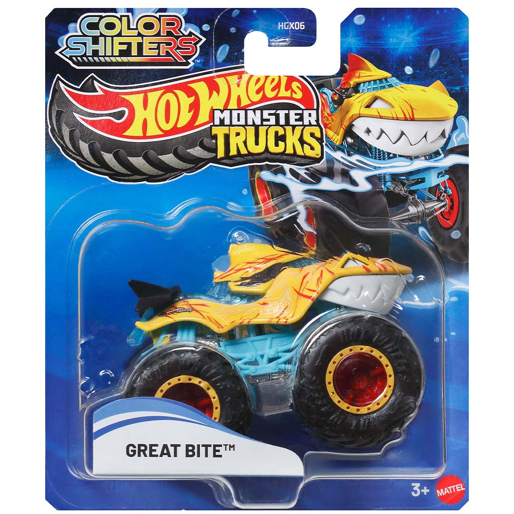 Hot Wheels Monster Truck: Great Bite zmieniający kolor samochodzik 1/64 - Mattel kép 1