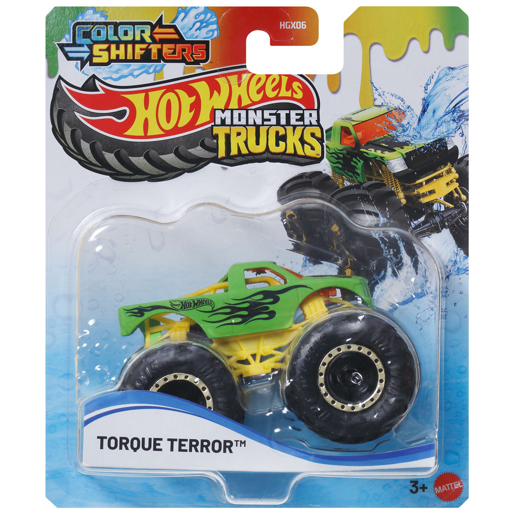 Hot Wheels Monster Truck: Torque Terror zmieniający kolory samochodzik 1/64 - Mattel kép 1