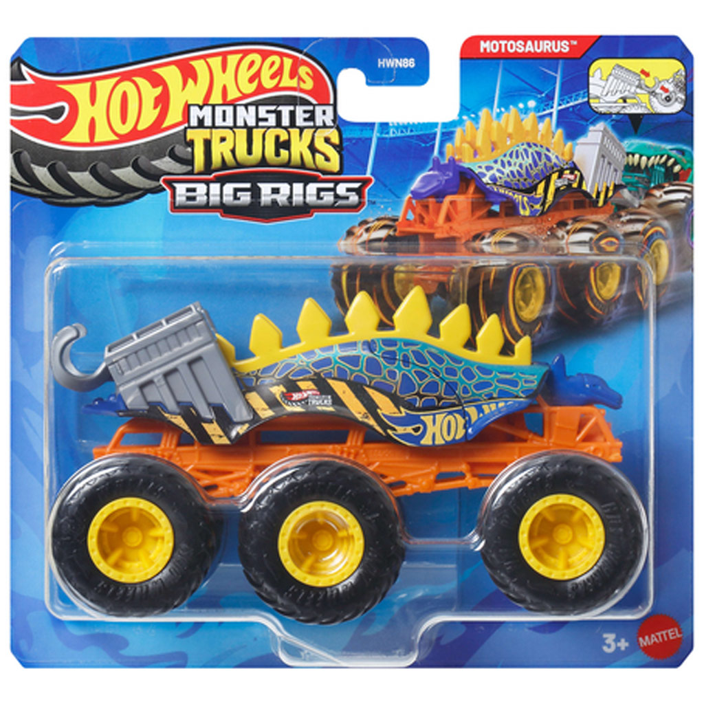 Hot Wheels Monster Trucks: Big Rigs sześcio-kołowy holownik Motosaurus 1/64 – Mattel kép 1