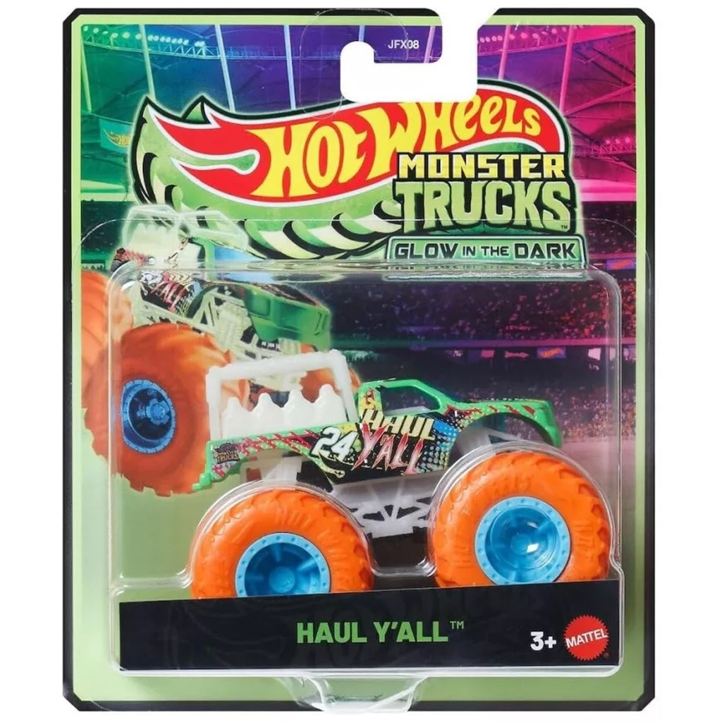 Hot Wheels Monster Trucks: Haul Y’all samochodzik świecący w ciemności w skali 1:64 – Mattel kép 1