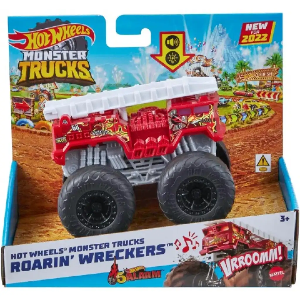 Hot Wheels Monster Trucks: Roarin’ Wreckers samochodzik z efektami świetlnymi i dźwiękowymi 1/43 - Mattel kép 1