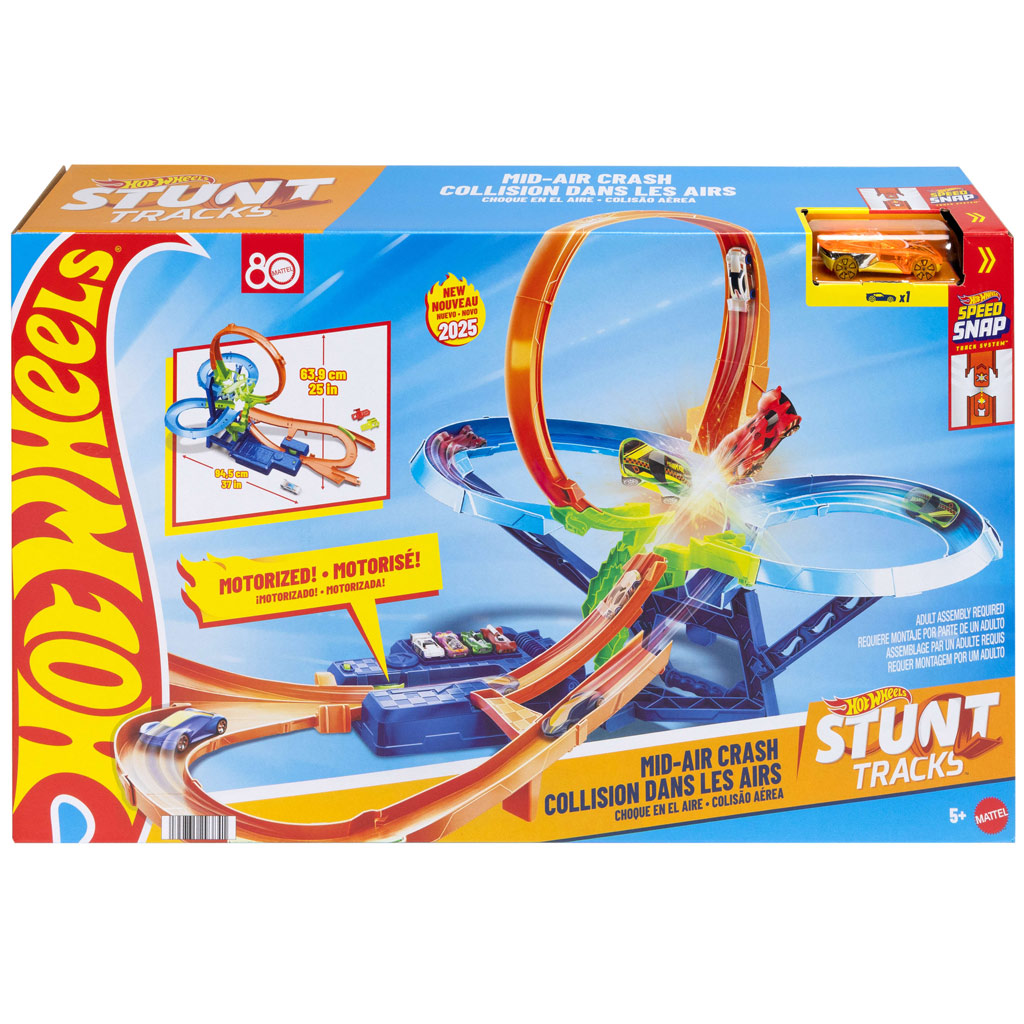 Hot Wheels Stunt Tracks: Zderzenie w powietrzu – zestaw torów z małym samochodzikiem – Mattel kép 1