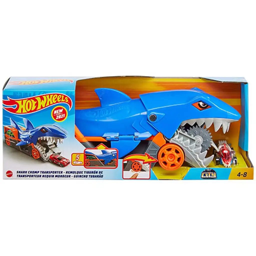 Hot Wheels: Zestaw do zabawy z rekinem pożerającym samochody z małym samochodzikiem - Mattel kép 1
