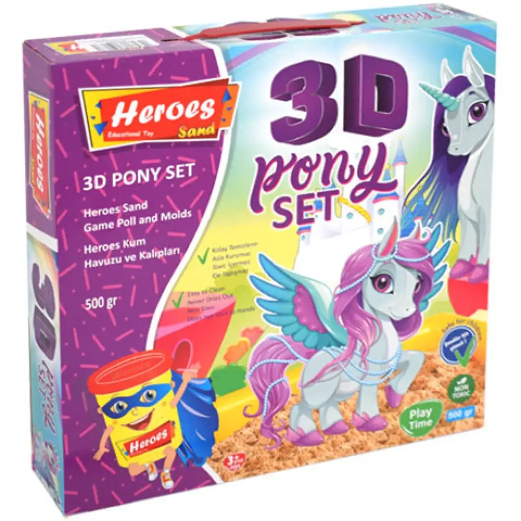Kinetic Sand: Zestaw piasku kinetycznego Heros z dinozaurami lub kucykami, z akcesoriami, 500 g kép 3