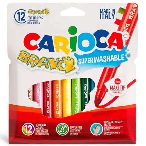 Kolorowe flamastry maxi 12 sztuk - Carioca kép 1