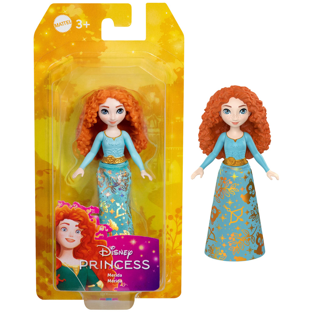 Księżniczki Disneya: Mała lalka księżniczka Merida ze świecącą spódnicą – Mattel kép 1