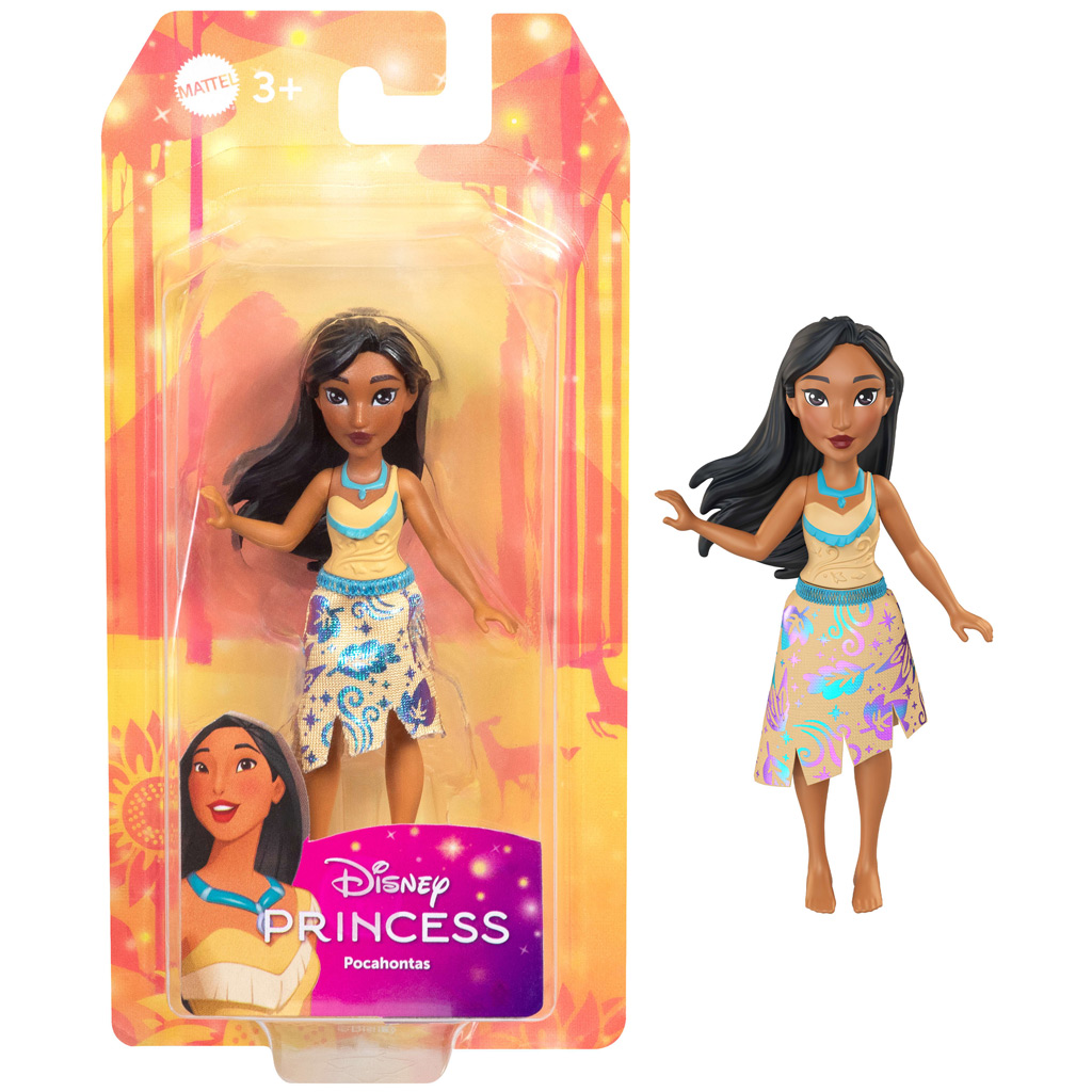 Księżniczki Disneya: Mini lalka księżniczka Pocahontas w błyszczącej spódniczce - Mattel kép 1
