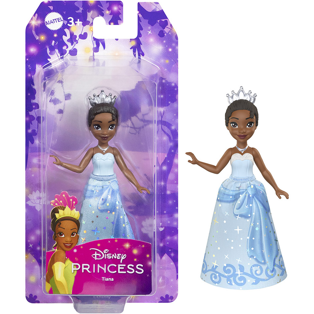 Księżniczki Disneya: Mini lalka księżniczka Tiana w niebieskiej sukience - Mattel kép 1