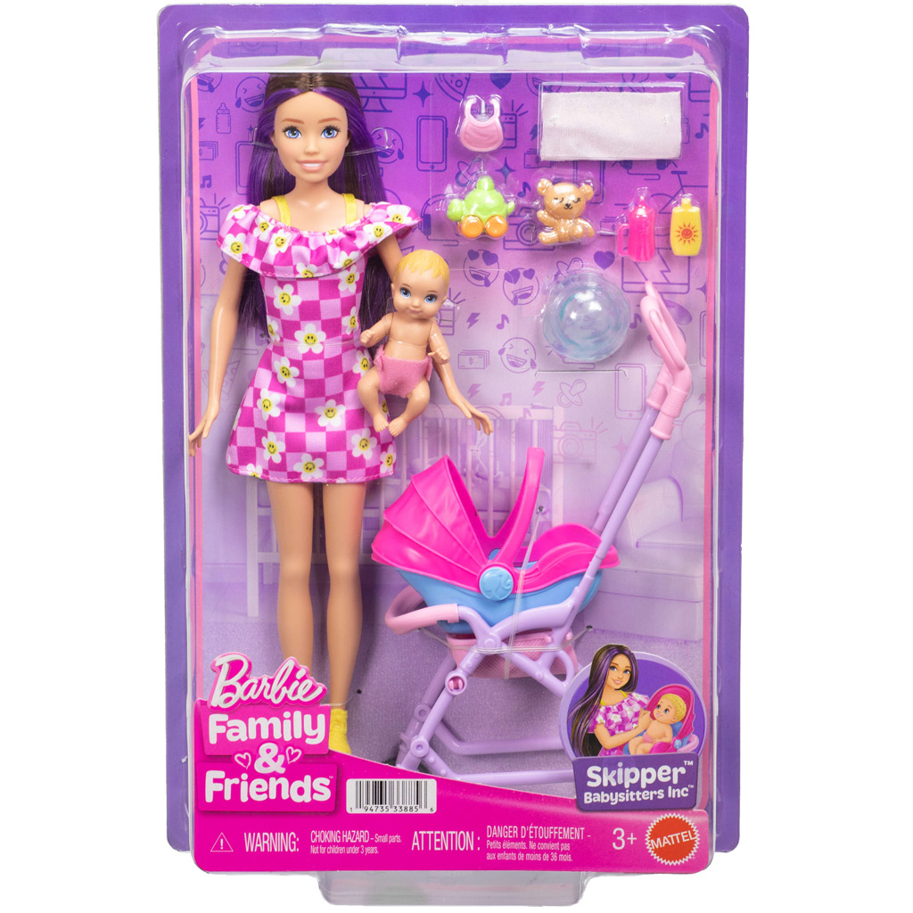 Lalka Barbie w kwiecistej sukience zestaw do zabawy – opiekunka do dziecka – Mattel kép 1