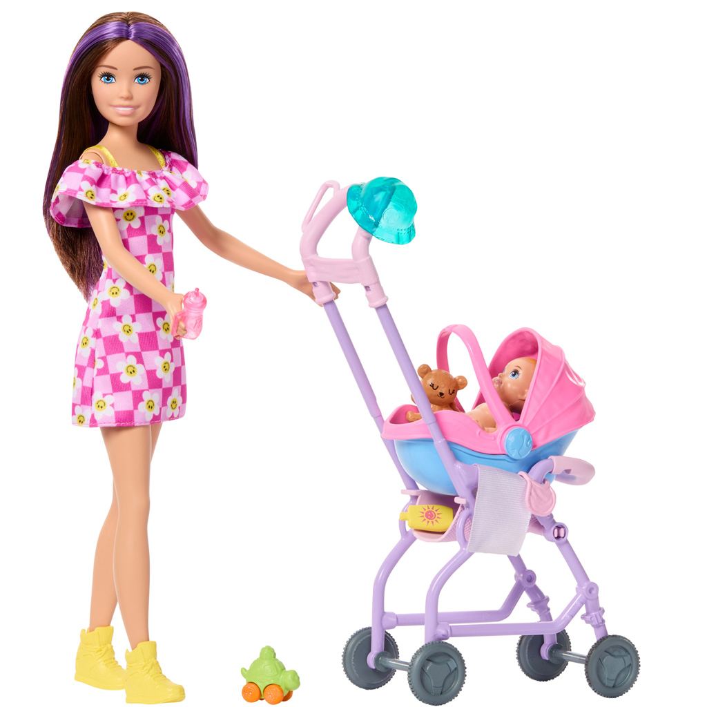 Lalka Barbie w kwiecistej sukience zestaw do zabawy – opiekunka do dziecka – Mattel kép 3