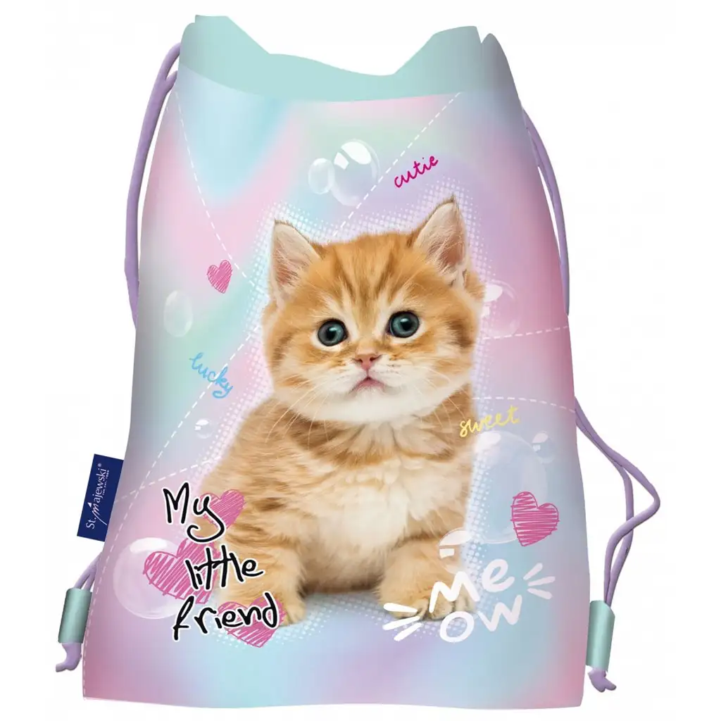 MY Little Friend – Worek na buty/sportowy z pastelowym motywem kotka Kitty, 43x32 cm kép 1