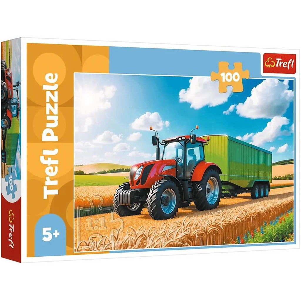 Maszyny rolnicze: traktor z przyczepą puzzle 100 elementów - Trefl kép 1