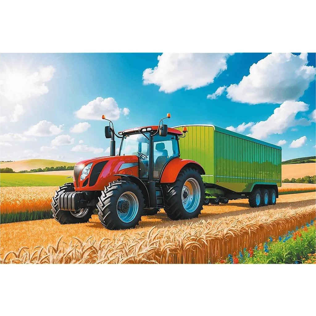 Maszyny rolnicze: traktor z przyczepą puzzle 100 elementów - Trefl kép 2