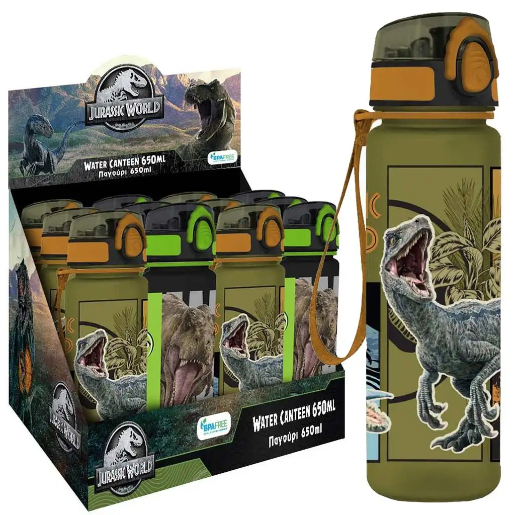Must: Butelka na wodę z tworzywa sztucznego bez BPA z motywem dinozaurów Jurassic World, dostępna w dwóch wariantach, 650 ml kép 1