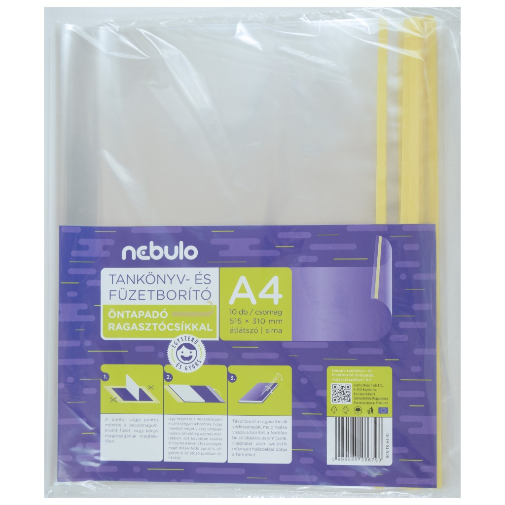 Nebulo: Okładka na zeszyt A4, 10 sztuk, samoprzylepna, gładka folia kép 1