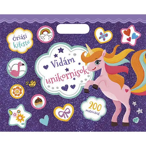 Ogromna kolorowanka – Wesołe jednorożce książeczka z naklejkami do kolorowania kép 1