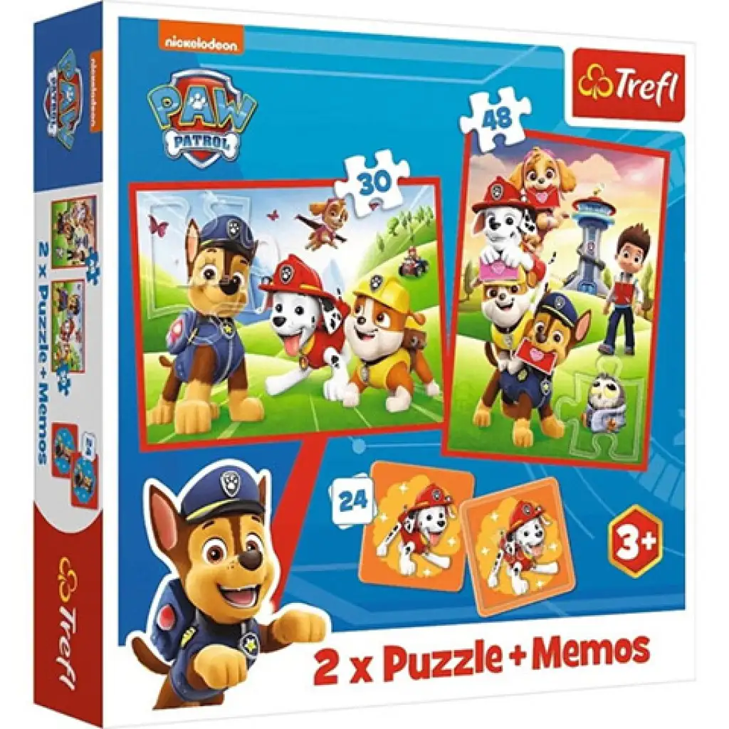 Psi Patrol 2 w 1 puzzle i gra pamięciowa - Trefl kép 1