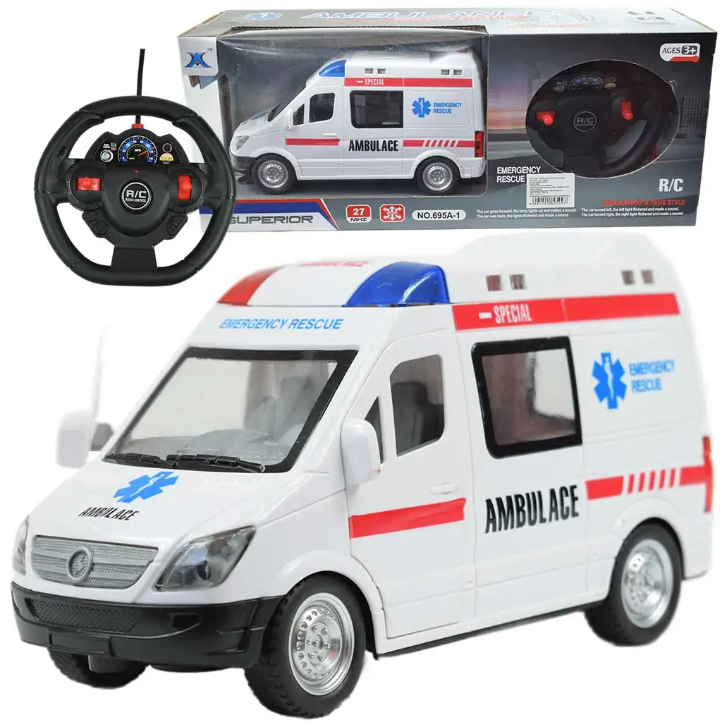 RC Ambulans zdalnie sterowany z efektami świetlnymi, skala 1:48, 27 MHz, 23 cm kép 1
