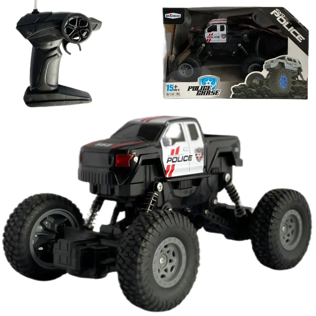 RC Zdalnie sterowany 4WD policyjny samochód terenowy w skali 1/18, 21 cm. kép 1