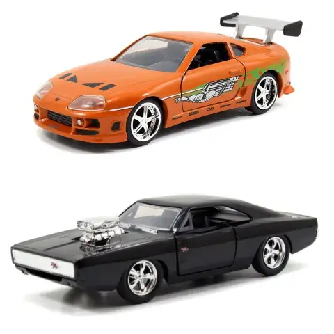 Szybcy i wściekli: Zestaw bliźniaczy metalowych aut Dodge Charger R/T i Toyota Supra 1/32 - Simba Toys kép 2