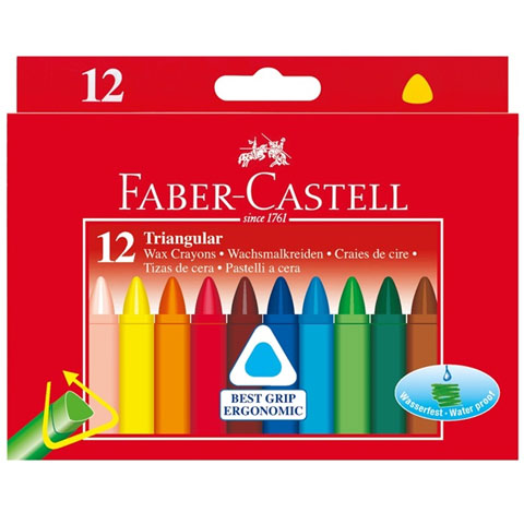Trójkątne kredki woskowe, zestaw 12 sztuk - Faber-Castell kép 1