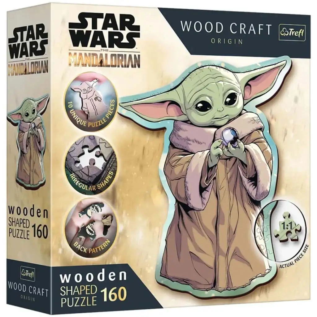 Wood Craft: Star Wars - Mandalorian Grogu 160-elementowa premium drewniana układanka - Trefl kép 1