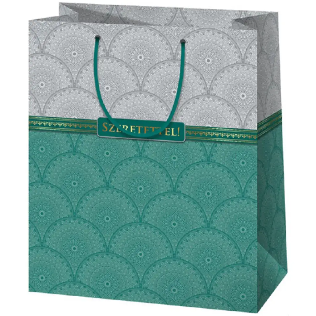 Z miłością! Elegancka duża torba prezentowa ze złotymi wstawkami 26x13x33cm. kép 1